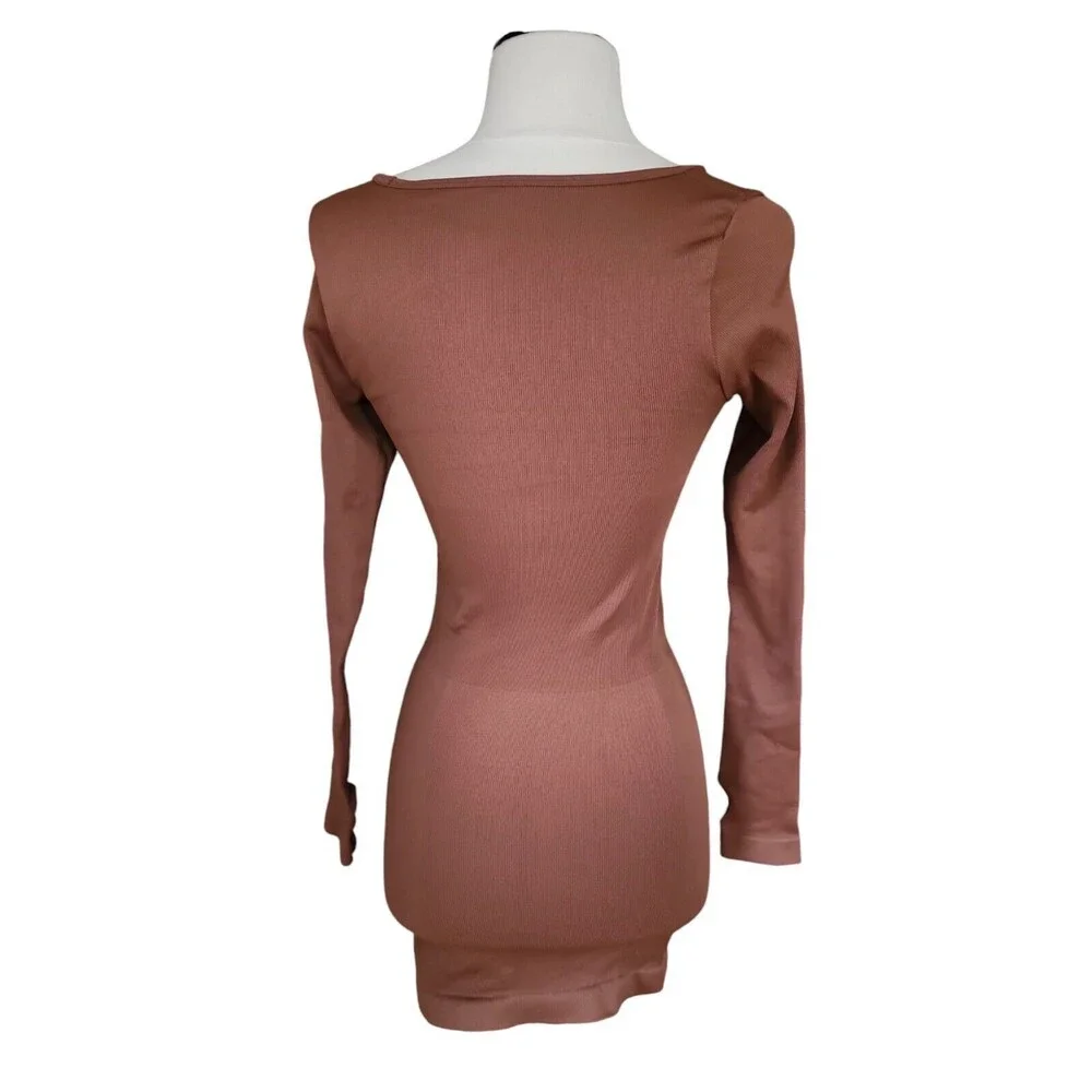 OQQ Blogger Fave Snatched Waist Shaper Mini Dress Black Brown Bundle Size S
